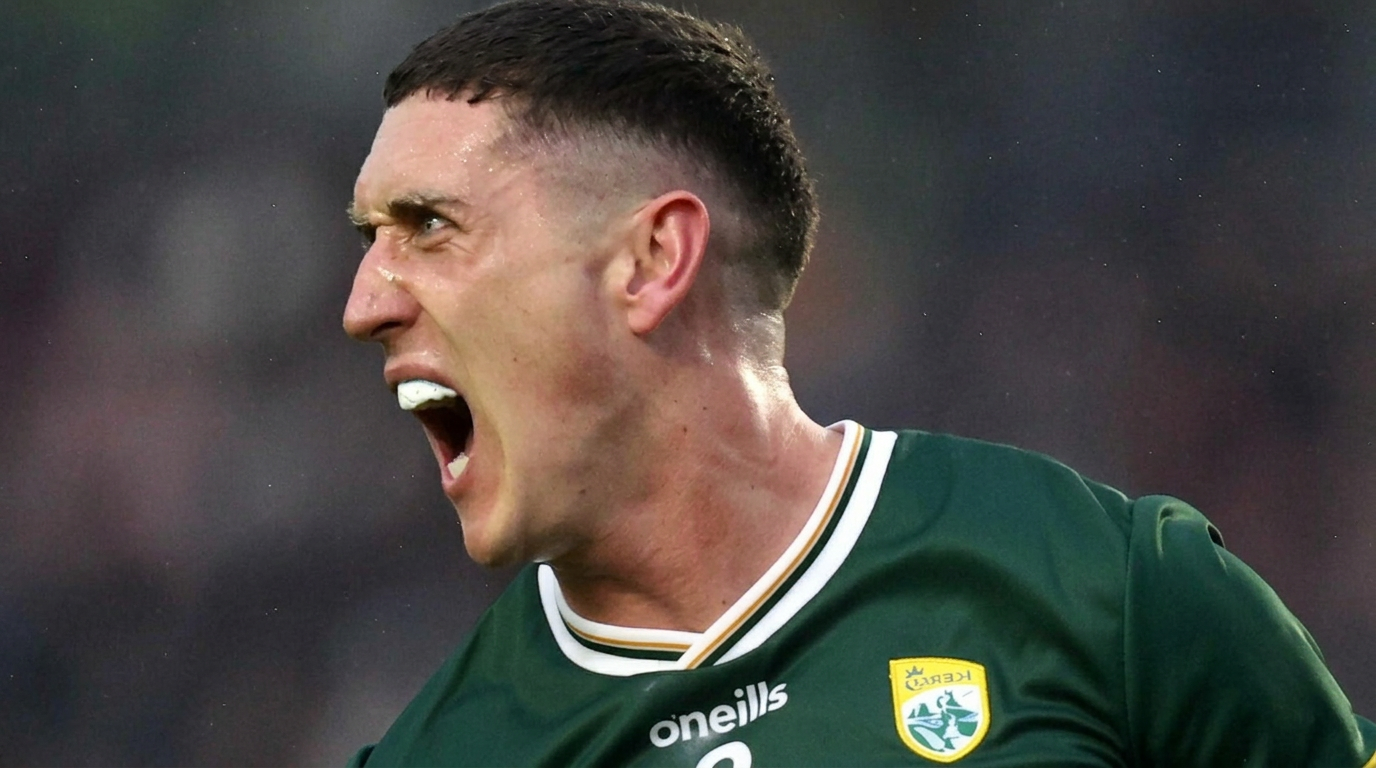 Joe O'Connor wearing a FLATfit mouthguard during a Kerry match
